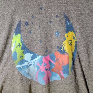 Sailor Moon ladies fitted Shirt Inner Scouts Gray Size Small Short Sleeve Anime